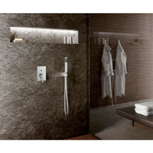 Змішувач для душу Paffoni Rock з металевою накладкою, колір сталь RO015ST/M