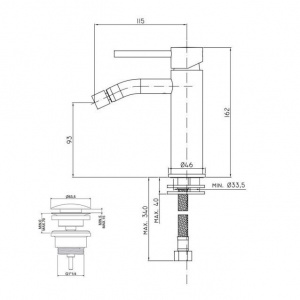 Змішувач для біде Paffoni Light, з донним клапаном Clic-Clac, LIG131KHGSP