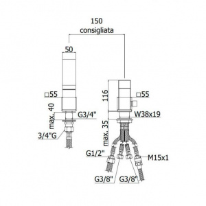 Змішувач на борт ванни без виливу Paffoni Level, колір хром LEC041CR