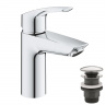 Смеситель для раковины Grohe Eurosmart New 23922003 хром однорычажный S-Size + нажимной донный клапан