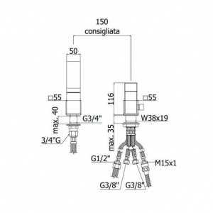 Змішувач на борт ванни без виливу Paffoni Level, колір хром LES041CR