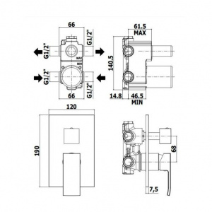 Змішувач для ванни/душу на 2 споживача Paffoni Level з металевою накладкою, колір сталь LEA018ST/M