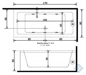 Ванна Gruppo Treesse quadra 178 vin
