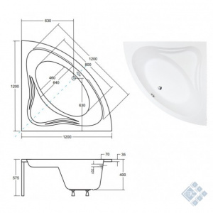 Ванна акрилова MIA 120x120 (соло) без ніг