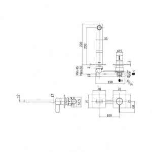 Змішувач для раковини настінний Paffoni Rock, вилив 200 мм RO105ST70