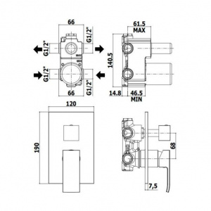 Змішувач для ванни/душу на 2 споживача Paffoni Level з металевою накладкою, колір сталь LEC018ST/M