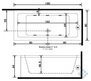 Ванна Gruppo Treesse quadra 180 vin