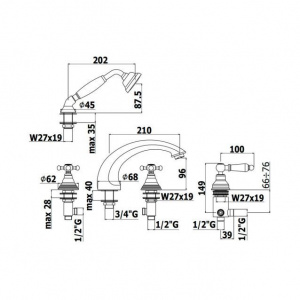 Змішувач для ванни з душем та лійкою Paffoni Belinda, колір хром FBLV040CR