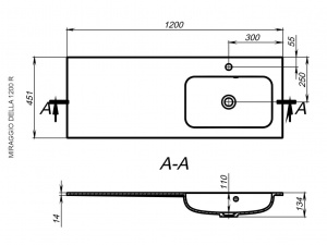 Умивальник DELLA 1200 R MATT