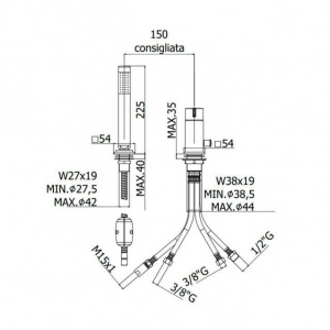 Змішувач на борт ванни без виливу Paffoni Rock, колір хром RO041CR