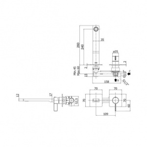 Змішувач для раковини настінний Paffoni Rock, вилив 240 мм RO106ST70