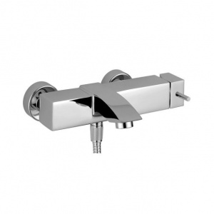 Змішувач для ванни Paffoni Level з регульованим душовим гарнітуром, колір сталь LEA023ST