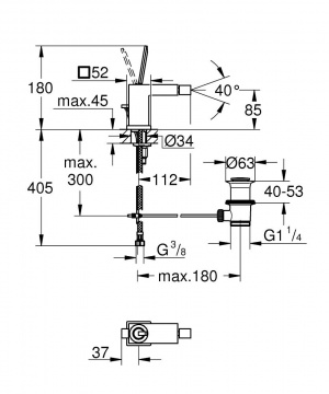 Eurocube Joy Одноважільний змішувач для біде (23664000)