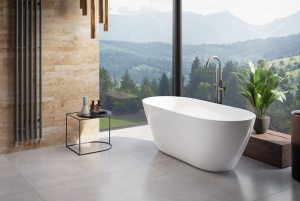 Ванна MOYA ретро 160х70 з сифоном клік-клак, біла матова