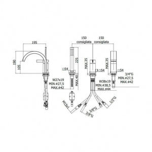 Змішувач на борт ванни Paffoni Rock, колір сталь RO040ST