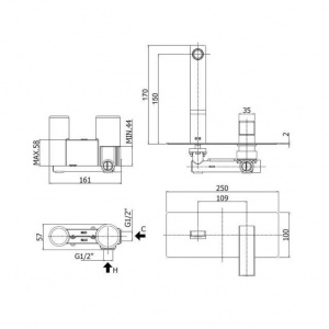 Змішувач для раковини настінний Paffoni Effe, вилив 150 мм. EF104CR