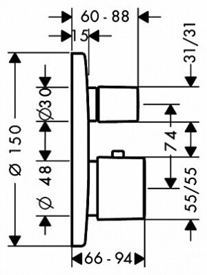 Змішувач Hansgrohe metris ecostat e 31573000 для душу
