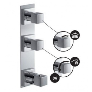 Змішувач Tres cuadro 107252 хром для ванни душ вбудований. З термостатом