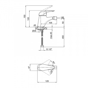 Змішувач для біде Qtap eventi crm 001a