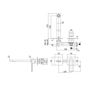 Змішувач для раковини настінний Paffoni Effe, вилив 150 мм. EF104CR70
