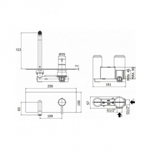 Змішувач для раковини настінний Paffoni Stick, вилив 123 мм. SK104ST