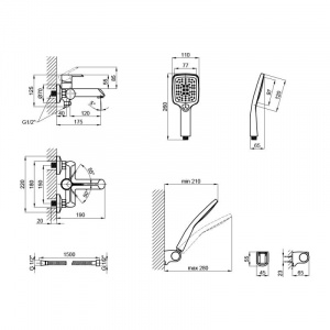 Змішувач для ванни Qtap Grand (з душовим гарнітуром) QTGRACRM006 Chrome