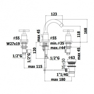 Змішувач для біде Paffoni Quattro, з донним клапаном, QTV118CR