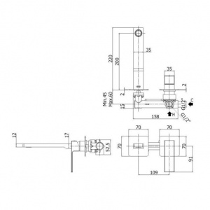 Змішувач для раковини настінний Paffoni Effe, вилив 200 мм. EF105CR70