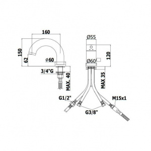 Змішувач на борт ванни зі збільшеним потоком без виливу Paffoni Birillo, колір хром BI048CR