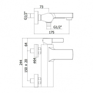 Змішувач для ванни Paffoni Rock, колір сталь RO022ST