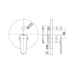 Змішувач для душу Paffoni Sly без частини, що вбудовується, колір хром SYBOX015CR