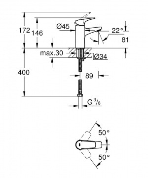 BauFlow Одноважільний змішувач для раковини S-Size (23752000)