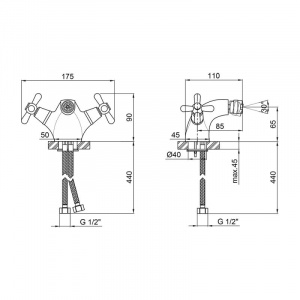 Смеситель для биде Qtap Dominox двухвентильный QTDOMCRM161A Chrome