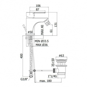 Змішувач для біде Paffoni Red, з донним клапаном, RED135CR