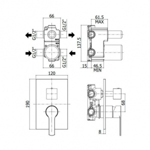 Змішувач для ванни/душу на 2 споживача Paffoni Red з металевою накладкою, колір хром RED018CR/M