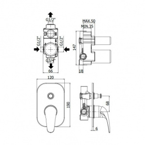 Змішувач для душу Paffoni Duemila, колір хром DU015CR