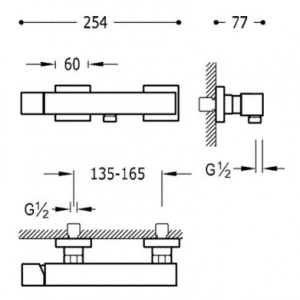 Змішувач Tres cuadro exclusive 607167 чорний хром для душу