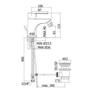 Змішувач для біде Paffoni Red, з донним клапаном, RED130CR