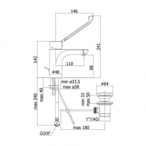Змішувач для раковини Paffoni Green, з донним клапаном GR305CR