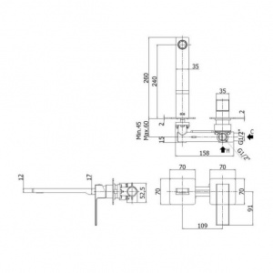 Змішувач для раковини настінний Paffoni Effe, вилив 240 мм. EF106CR70
