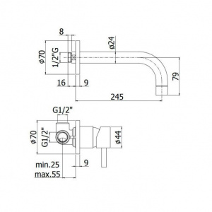 Змішувач для раковини настінний Paffoni Stick, вилив 245 мм SK007ST70