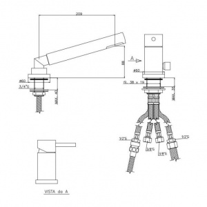 Змішувач на борт ванни без виливу Paffoni Birillo, колір хром BI041LCR