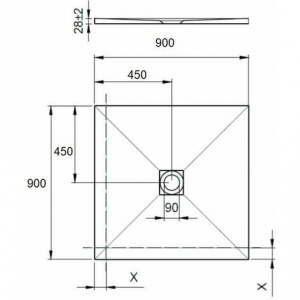 Душовий піддон Ponsi 900x900 штучний камінь, колір білий