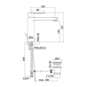 Змішувач для раковини Paffoni West, з донним клапаном WS073CR