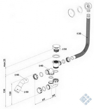 Сифон Radaway для ванни R135L click clack