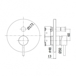 Змішувач для душу Paffoni Stick без вбудовуваної частини з металевою накладкою, колір сталь SKBOX015ST/M