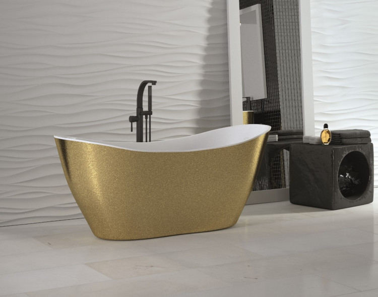 Ванна акриловая VIYA GLAM, цвет золотой ретро 160х70 с сифоном. отдельностоящая