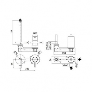 Змішувач для раковини настінний Paffoni Stick, вилив 123 мм. SK104CR70
