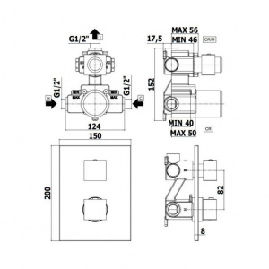 Термостат для душу на 1 споживач Paffoni Level з металевою накладкою, колір сталь LEQ513ST/M