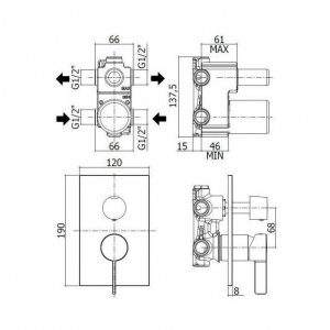 Змішувач для ванни/душу на 2 споживача Paffoni Rock з металевою накладкою, колір хром RO018CR/M